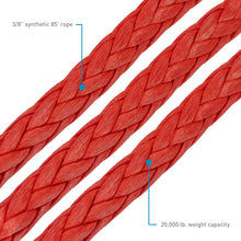 Load image into Gallery viewer, Borne Off-Road Synthetic Rope - 3/8in x 85ft - Red