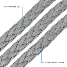 Load image into Gallery viewer, Borne Off-Road Synthetic Rope - 3/8in x 85ft - Grey